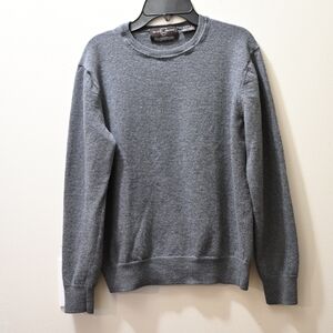 Black Brown 1826 Men's Gray Crewneck Pullover Extra Fine Merinowool Shirt Large